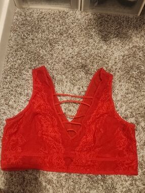 torrid Red Lace Strappy Bralette